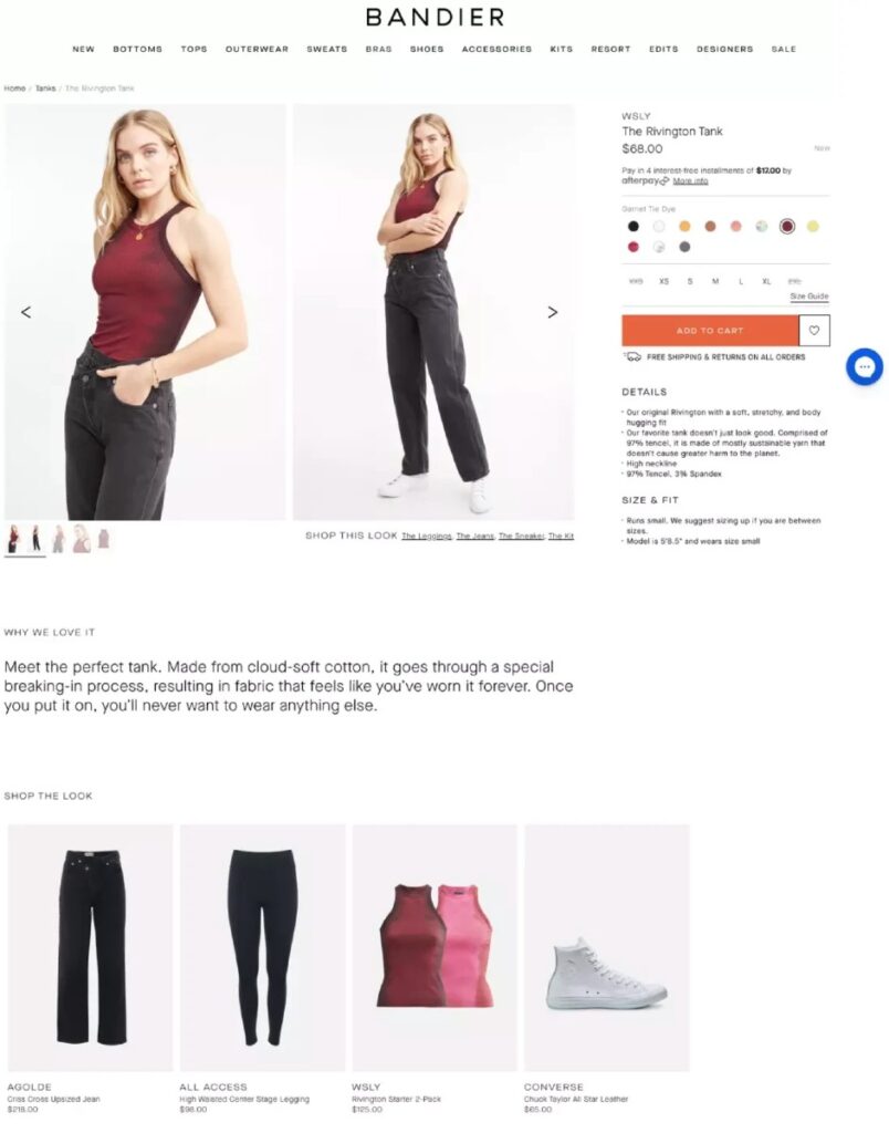 Bandier product page