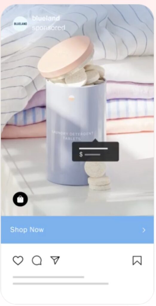 A sponsored post showing laundry detergent pills by Blueland