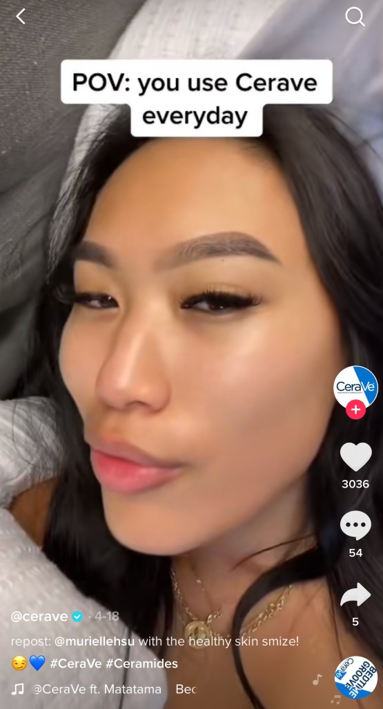 A TikTok user sharing her POV after using CeraVe everyday