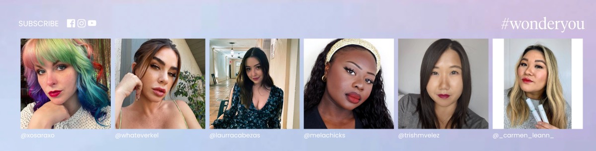 A gallery of UGC featured on Wonderskin's website