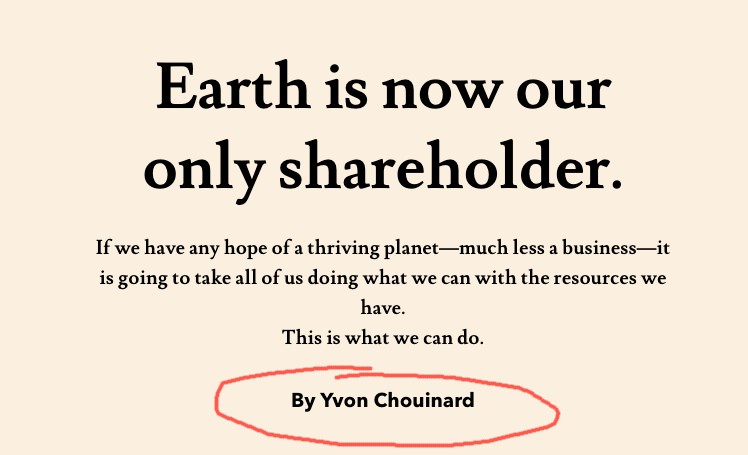 Patagonia's letter by their founder 