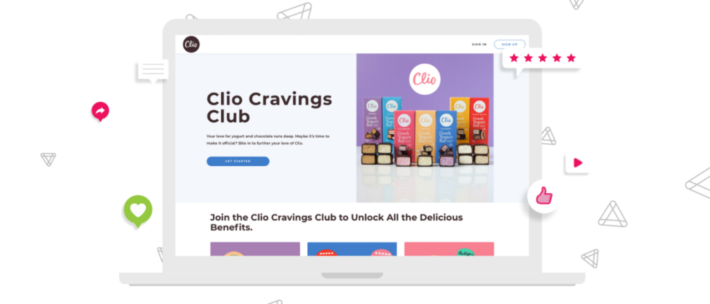 Clio Cravings Club landing page where people can join and unlock all the "delicious benefits"